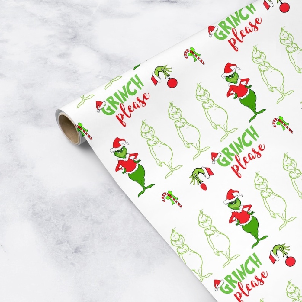 Grinch Please Christmas Wrapping Paper Roll - 10FT